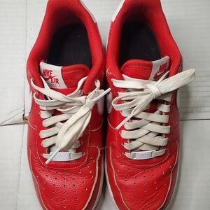 Nike Red & White Air Force 1 Low-Top Sneakers 8